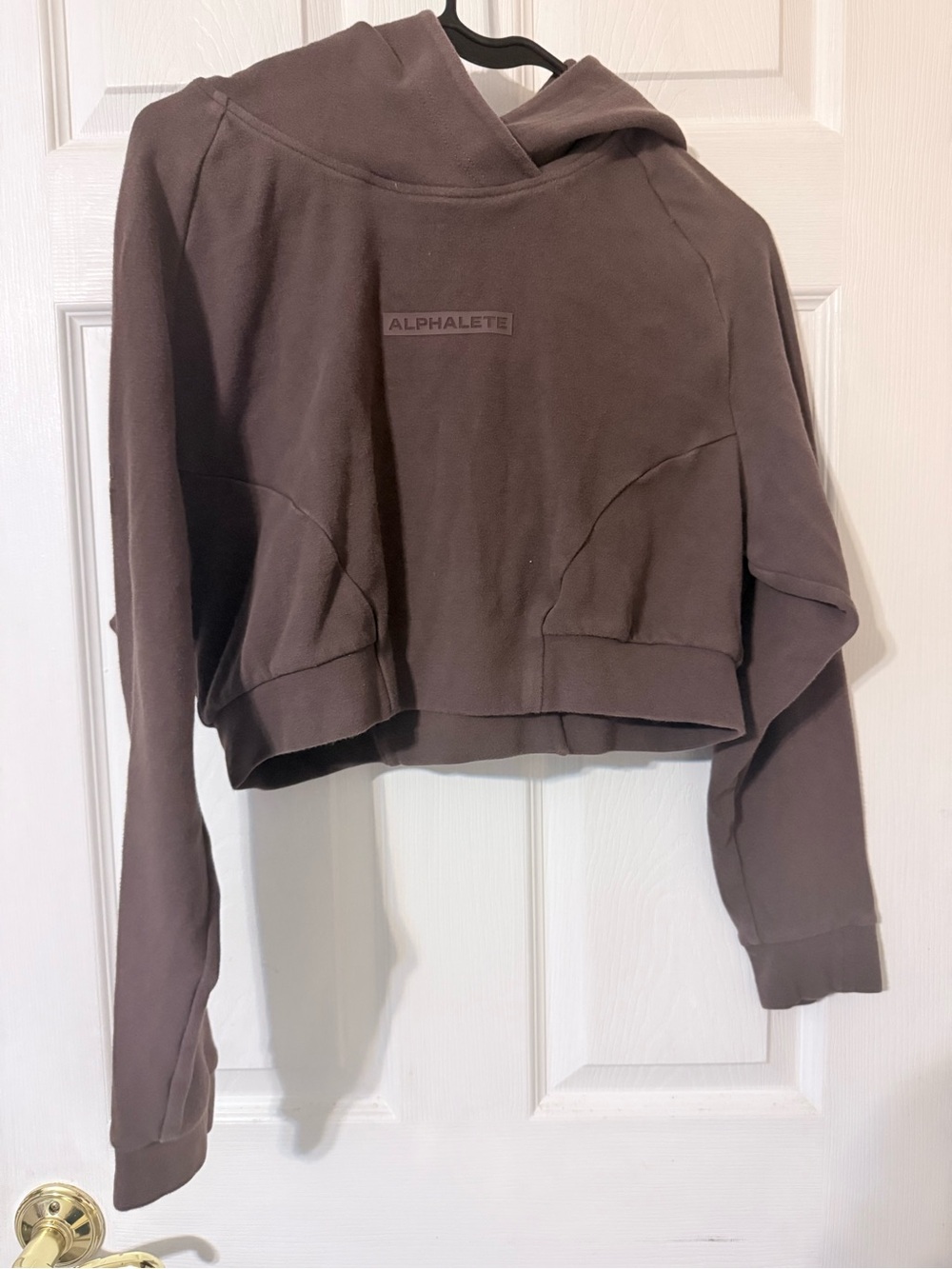 Alphalete Women's Cropped Hoodie in Chocolate Brown